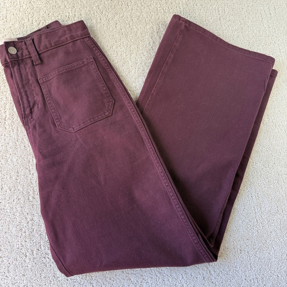 Reformation Alyssa Wide Leg Jeans Womens 28 Burgundy High Rise Sustainable